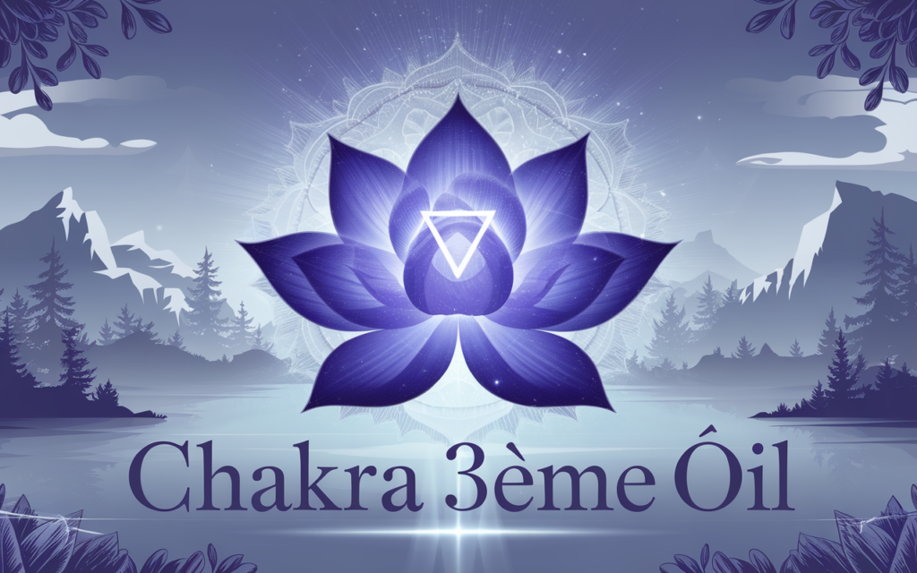 Représentation mystique du chakra 3ème œil avec fleur de lotus indigo