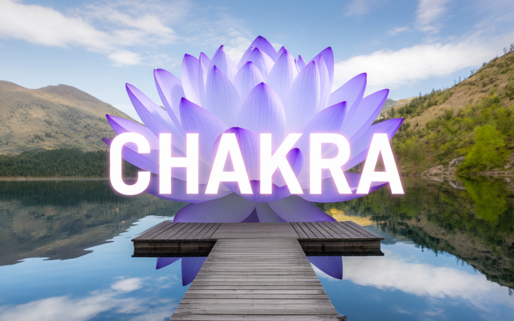 paysage serein avec concept de chakra couronne lumineux