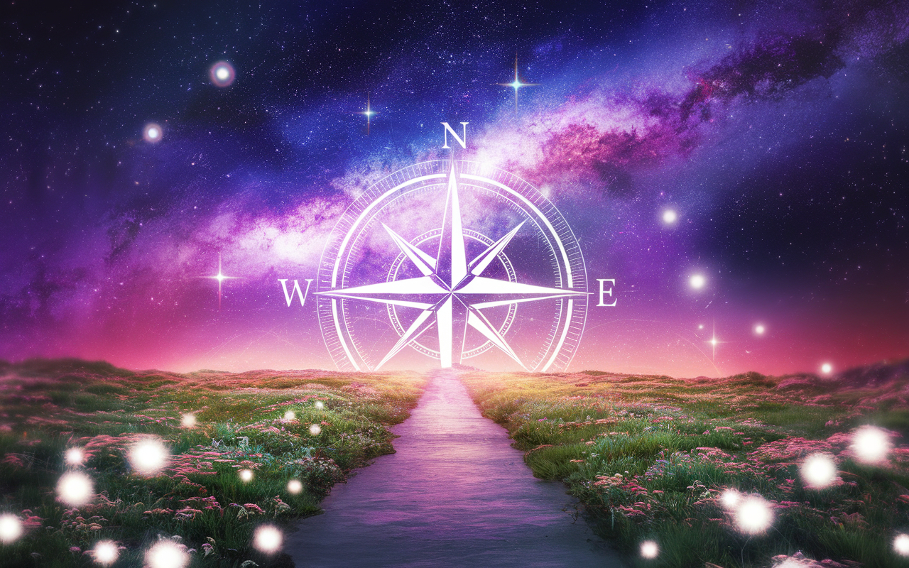 LumineuxcompassedeGuidanceSpirituelleavecélémentscélestes