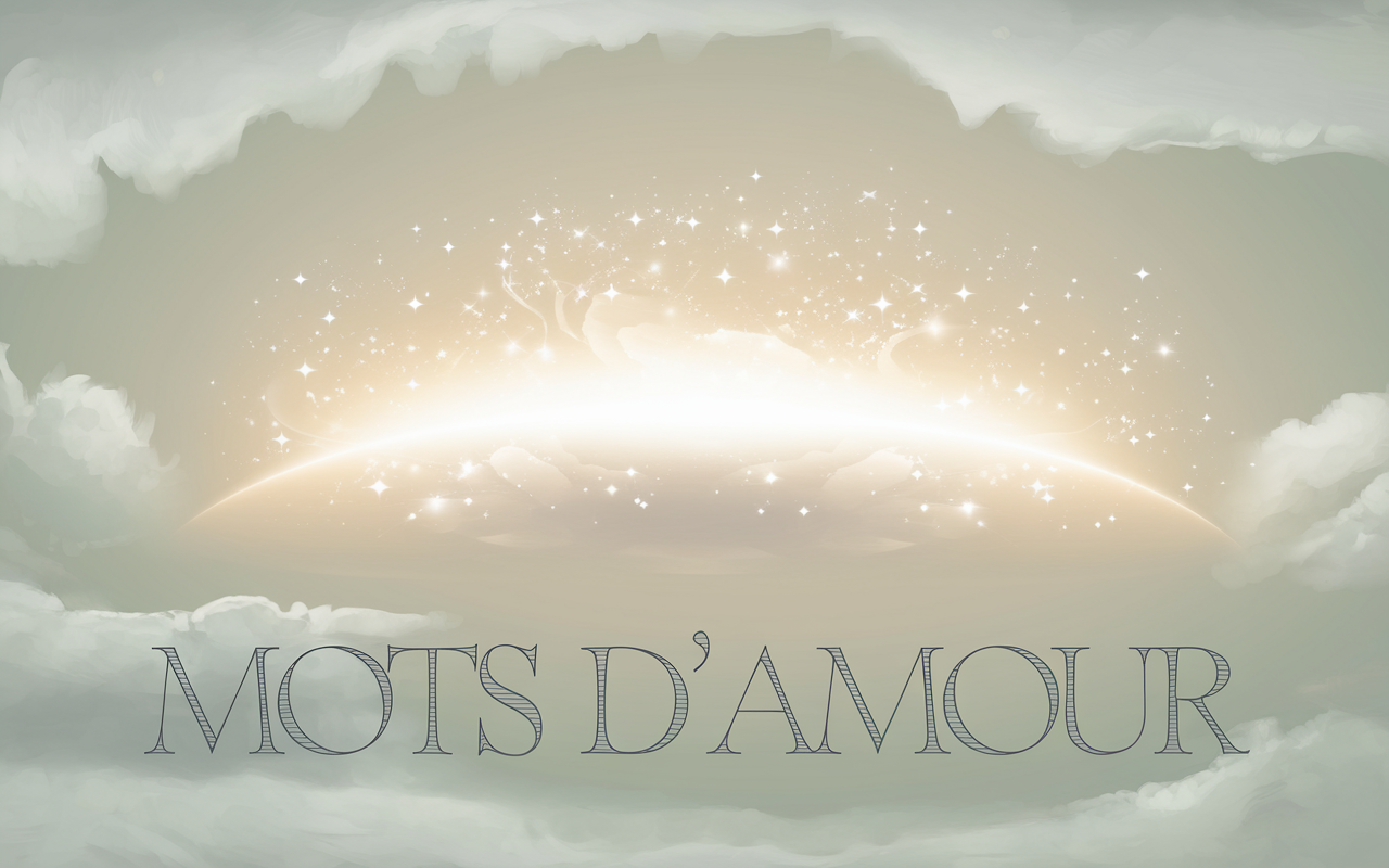 Mots d'amour sur fond doux et lumineux