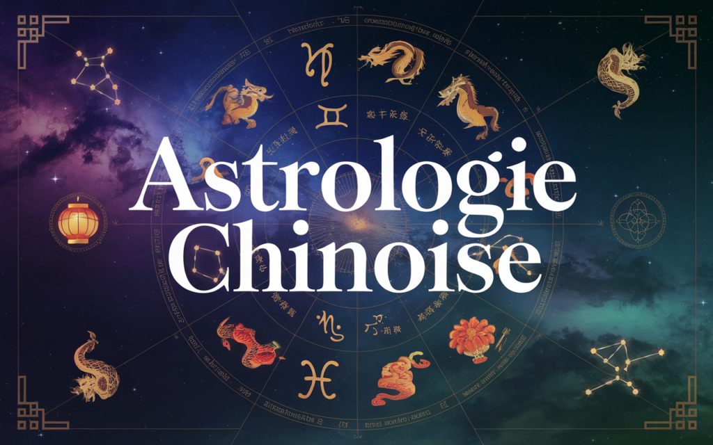 Ciel céleste mystique avec astrologie chinoise et signes zodiacaux
