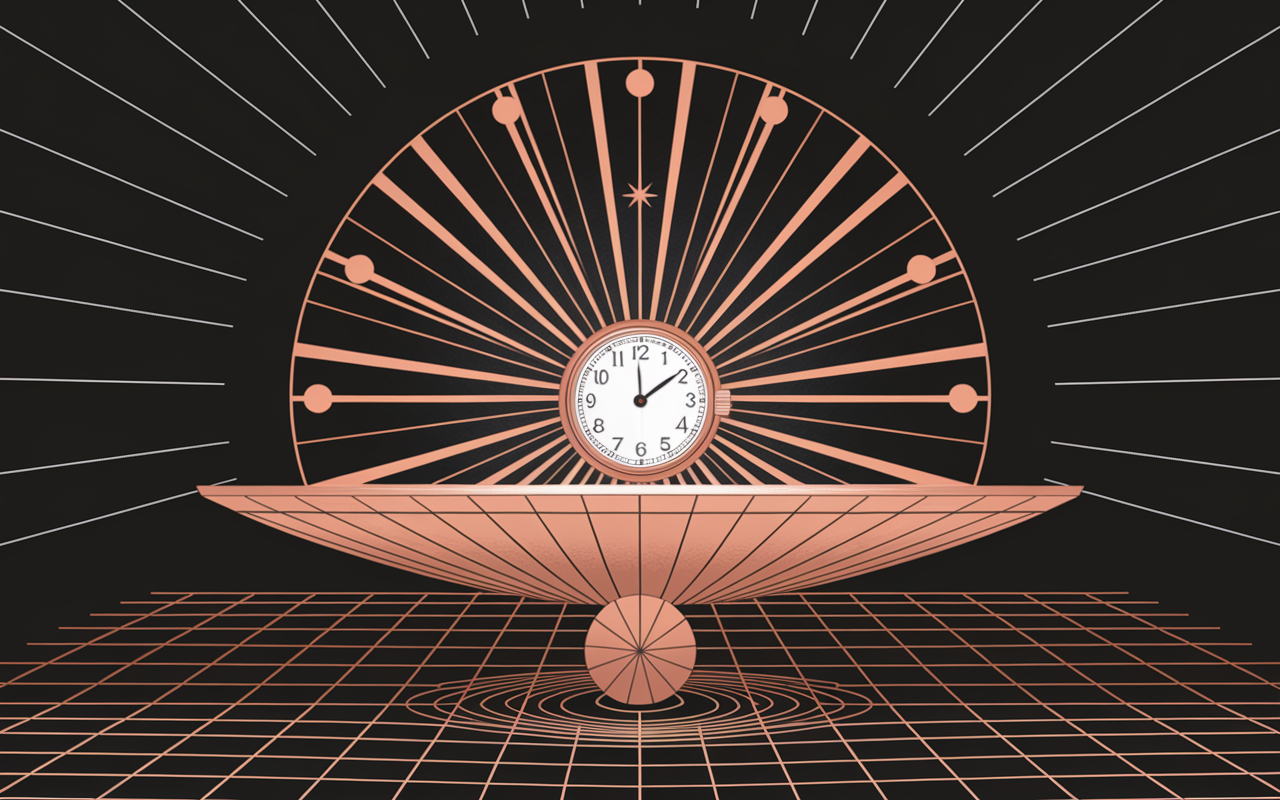 Horloge symbolisant transition spirituelle à 12h12