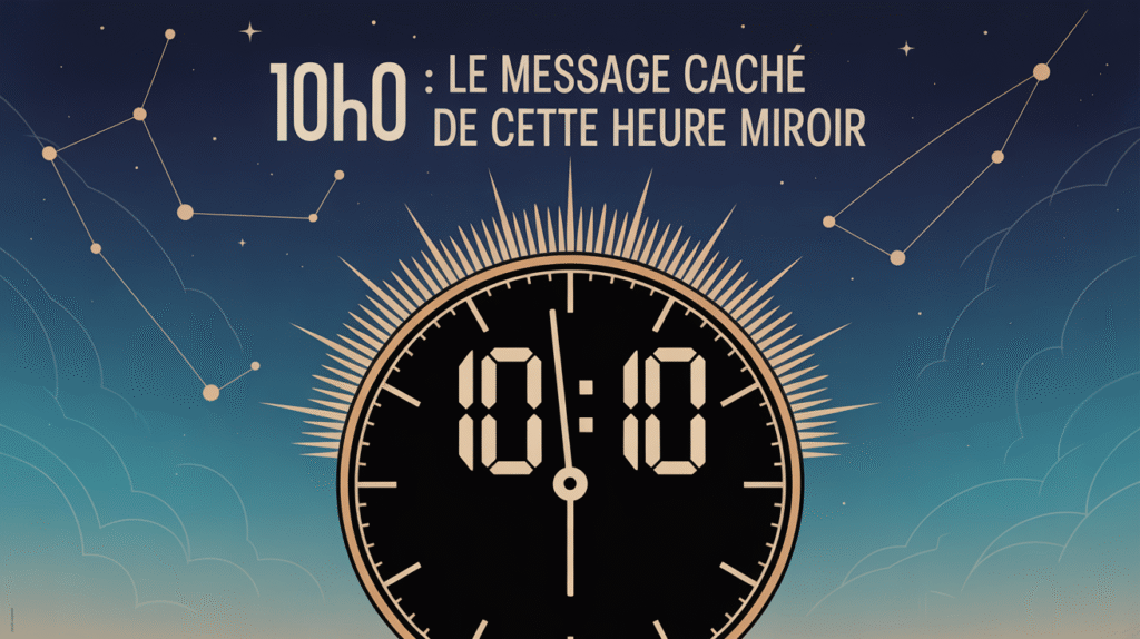 Horloge 10h10 avec rayons lumineux et constellations