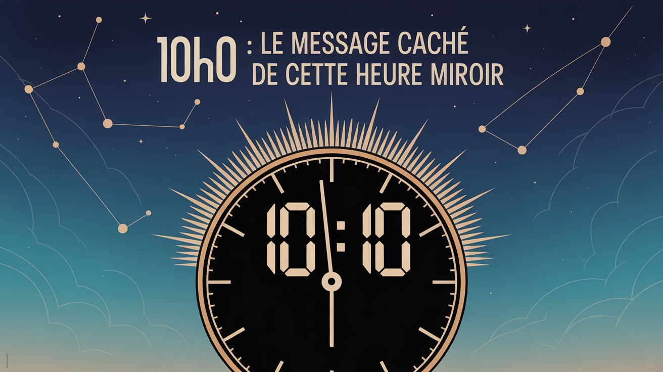 Horloge 10h10 avec rayons lumineux et constellations