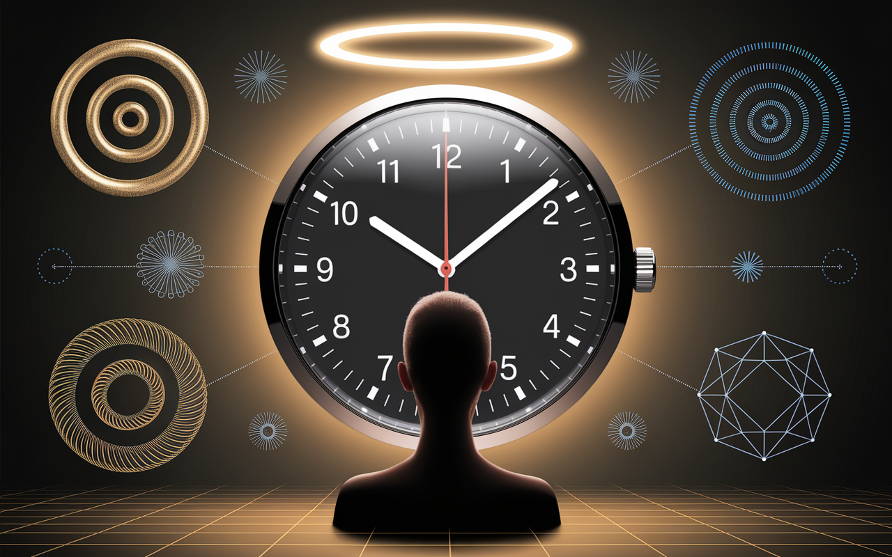 Horloge 10h10 avec symboles de synchronicité
