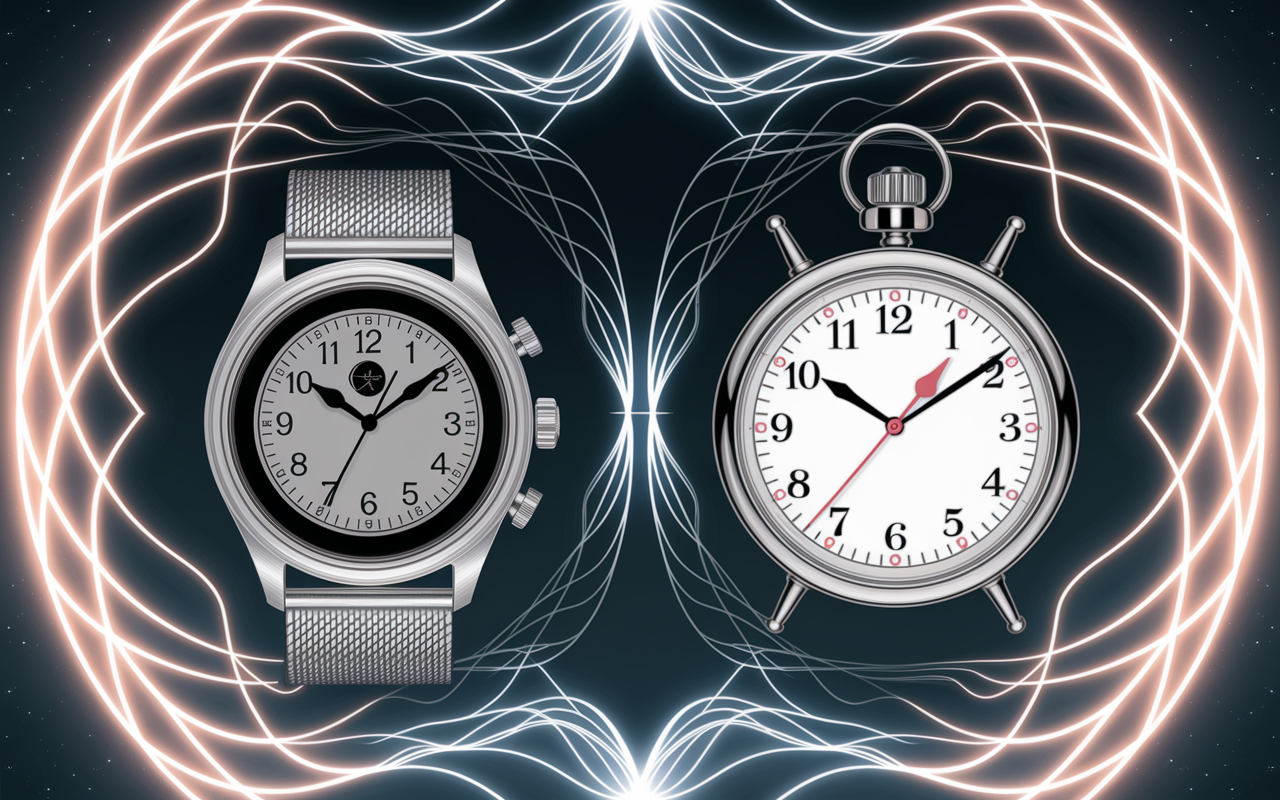 Montres 13h13 reflétées dans miroir énergétique