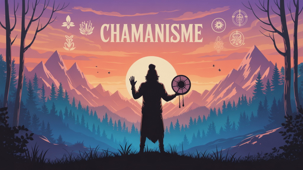 Chamane silhouette rituel chamanisme montagne