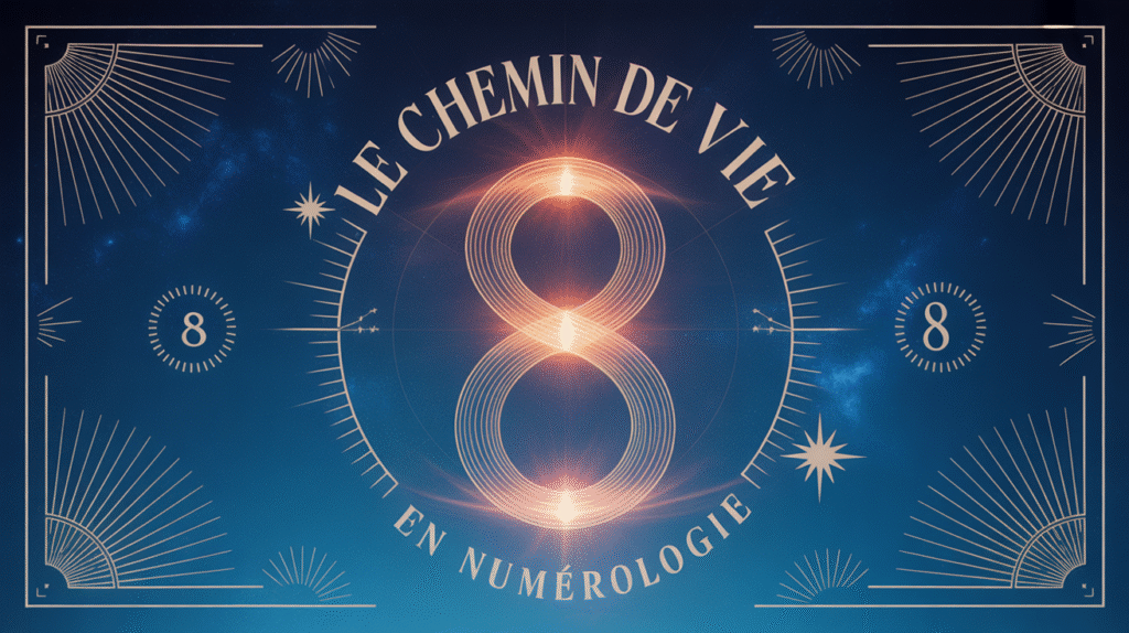 Chiffre 8 lumineux symbolisant le chemin de vie numérologique