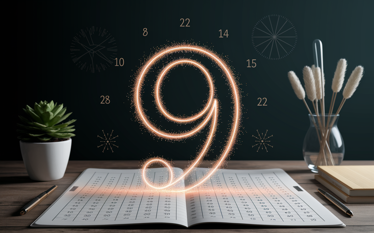 Calcul du chemin de vie 9 sur parchemin mystique