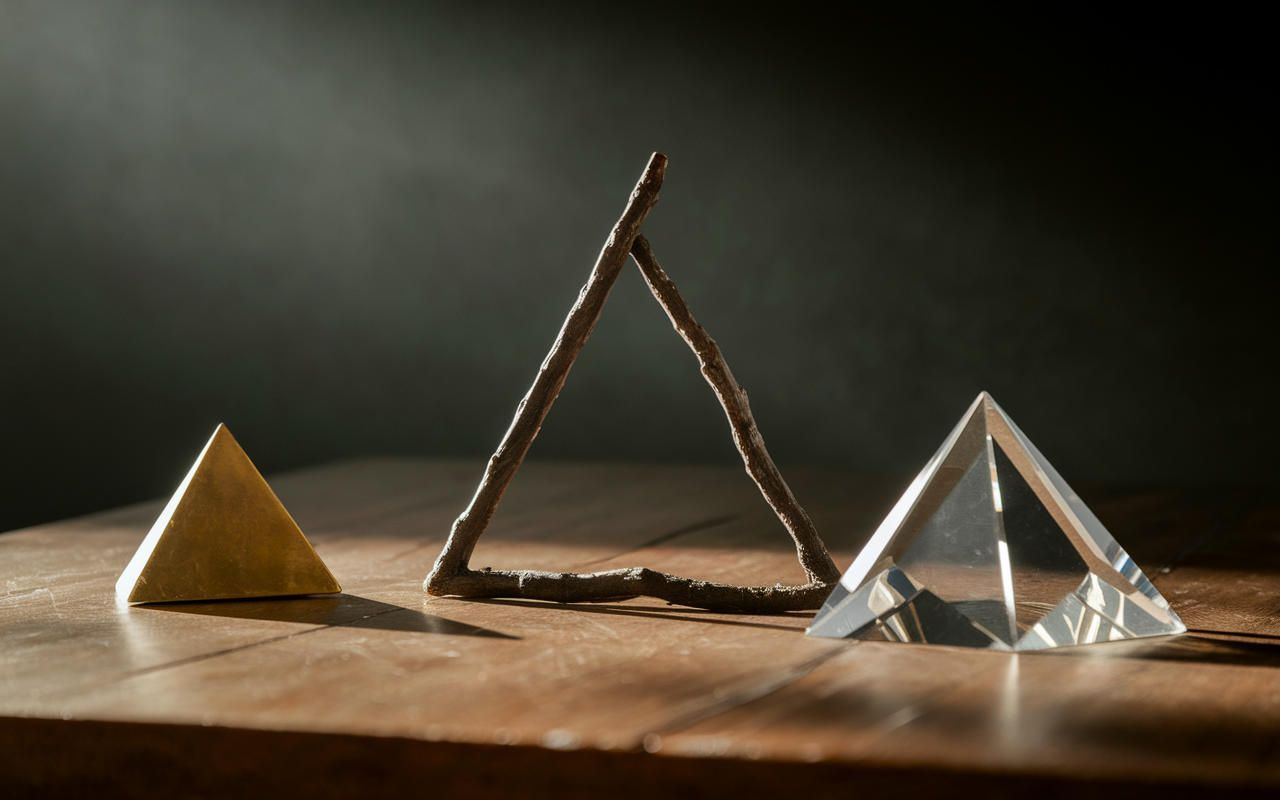 Trois objets symboliques représentant le chiffre 3
