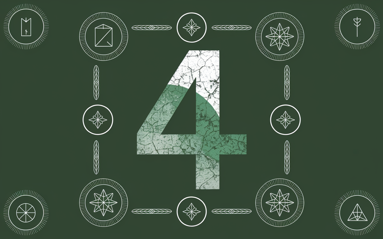 Chiffre 4 numérologique avec aura verte