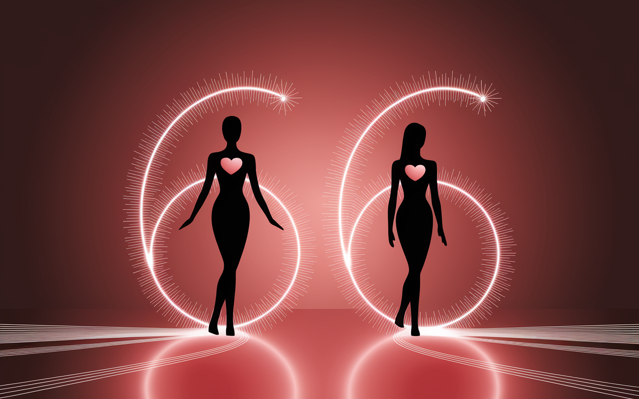 Silhouettes formant chiffre 66 avec aura lumineuse