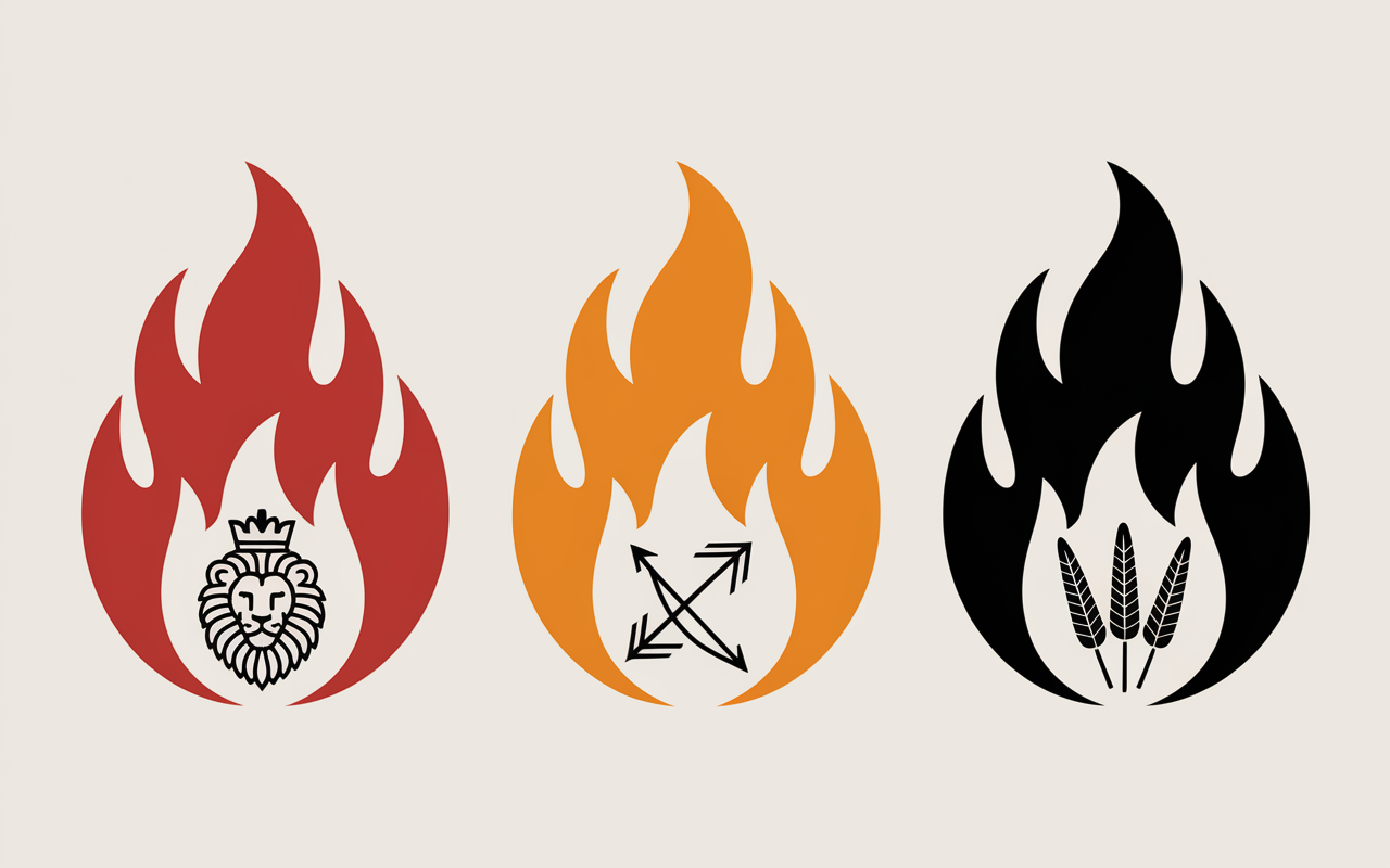 Flammes symboliques des signes de feu