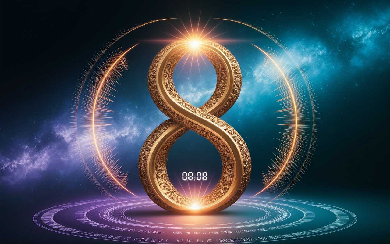 Chiffre 8 en symbole infini avec réveil 08h08