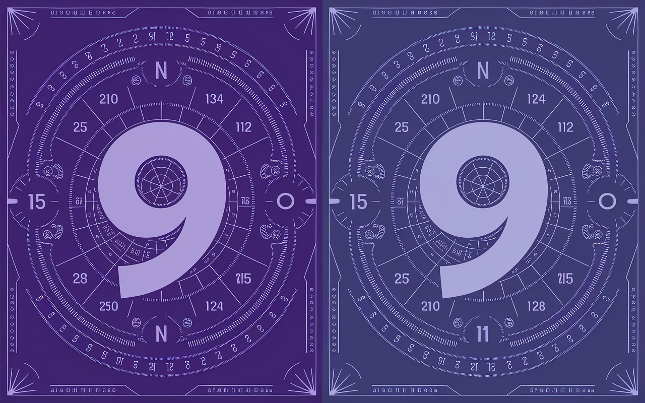 Chiffres 9 avec symboles numérologiques