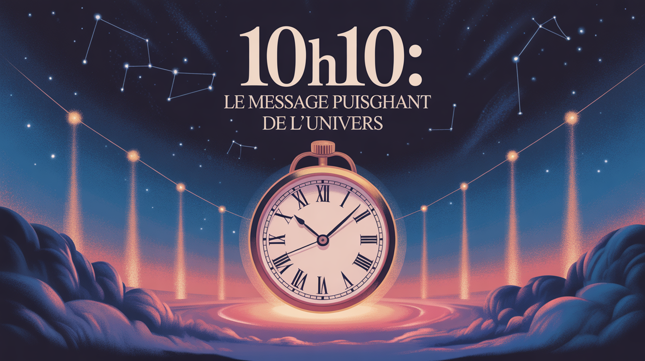 Horloge 10h10 avec aura lumineuse et constellations