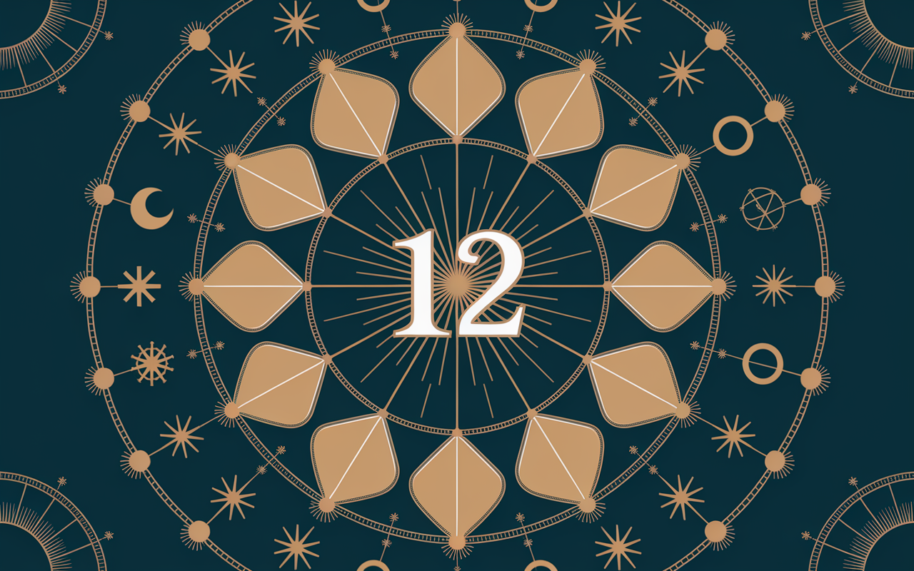 Cercle spirituel avec symboles de l'heure 12h12