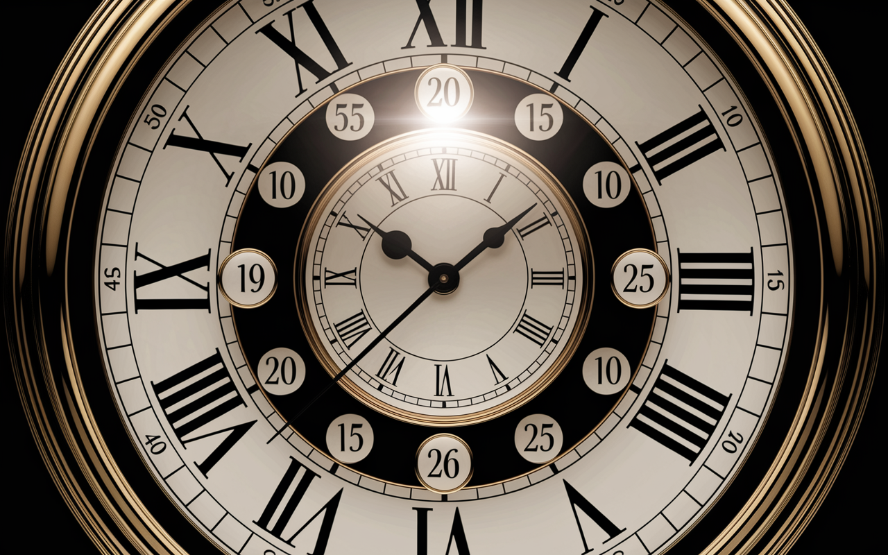 Horloge 12h12 symétrique avec halo lumineux