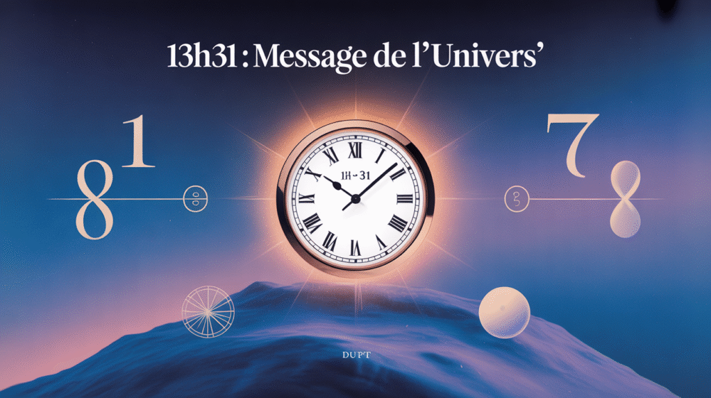 Horloge 13h31 avec symboles numériques cosmiques