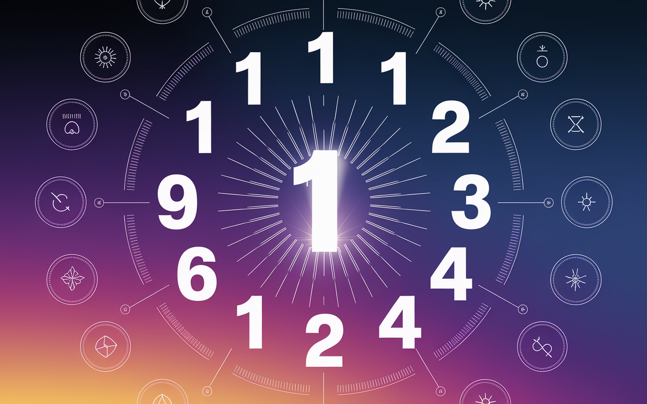 Chiffres 14h14 en cercle avec énergie spirituelle