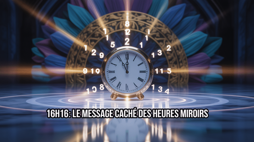 Horloge mystique 16h16 avec aura lumineuse