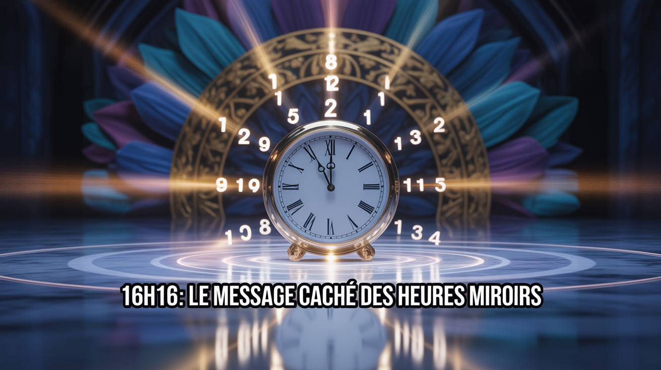 Horloge mystique 16h16 avec aura lumineuse