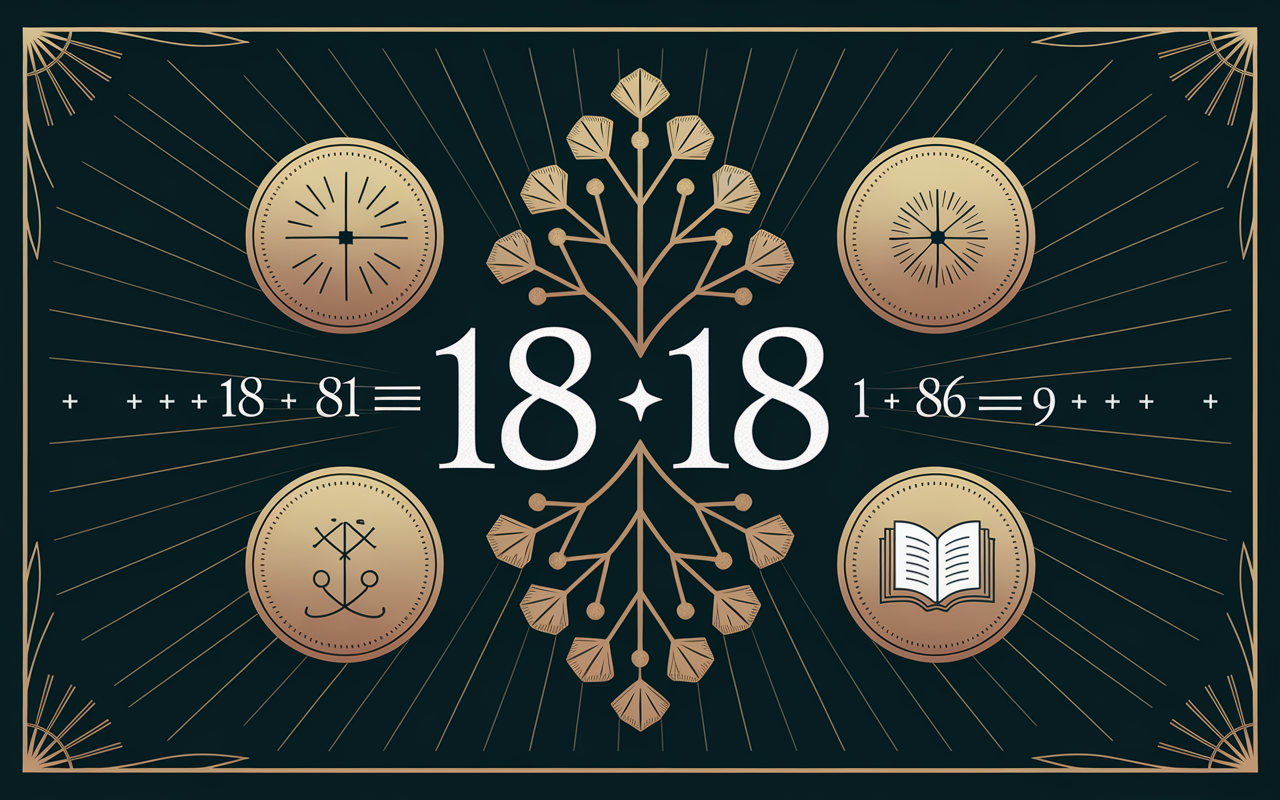 Nombre 18h18 avec formules numérologiques et symboles