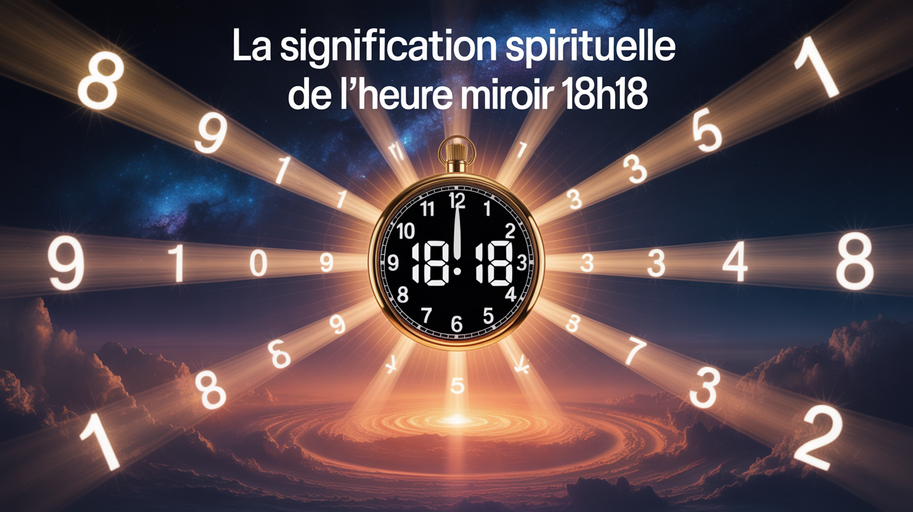 Horloge 18h18 avec aura dorée et énergie spirituelle