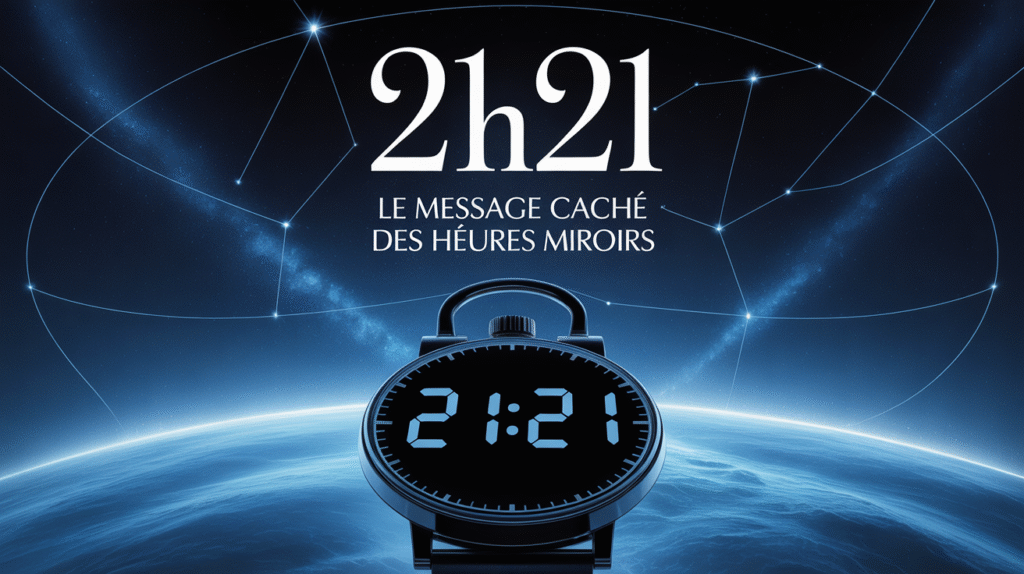 Horloge 21h21 mystique avec constellations et lignes dorées