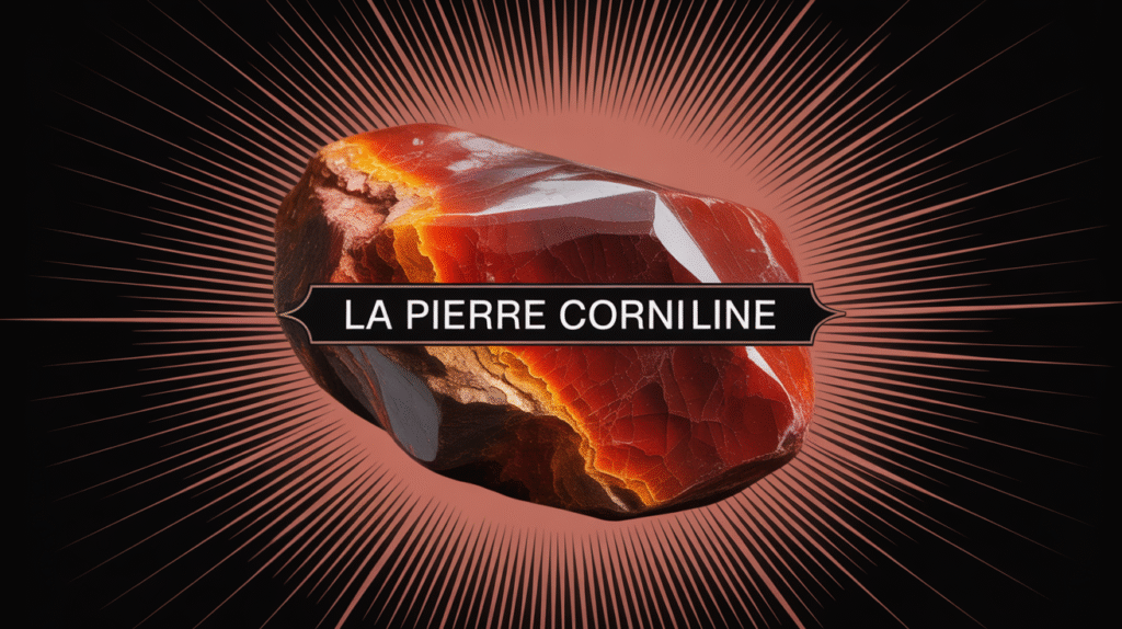 Gros plan pierre cornaline polie rouge-orangée