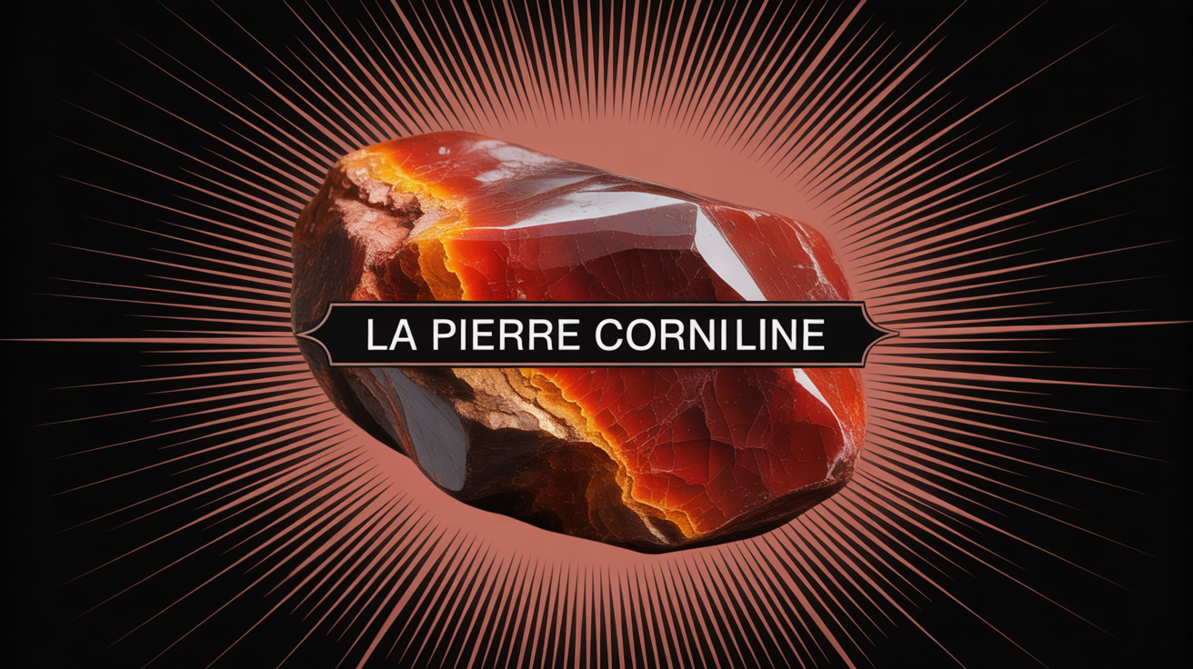 Gros plan pierre cornaline polie rouge-orangée