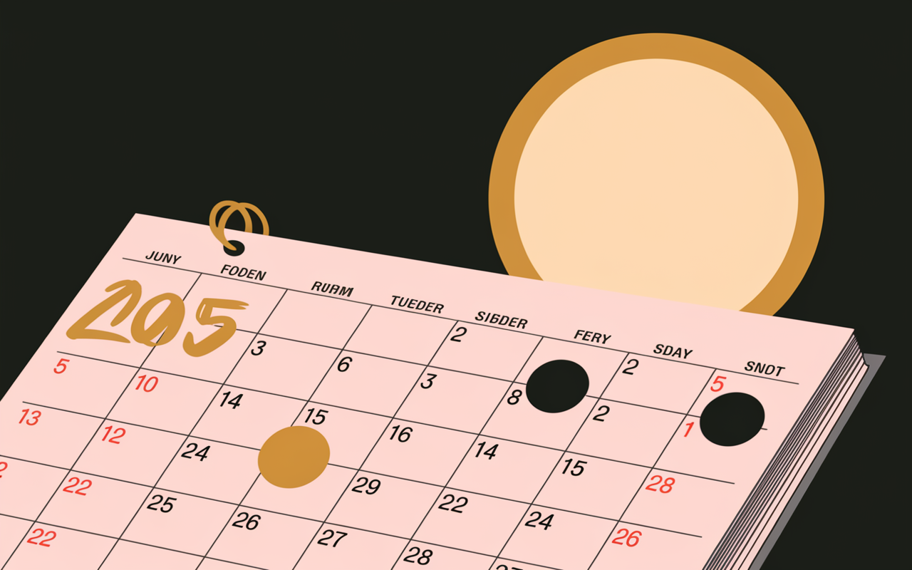 Calendrier 2025 avec dates de pleine lune