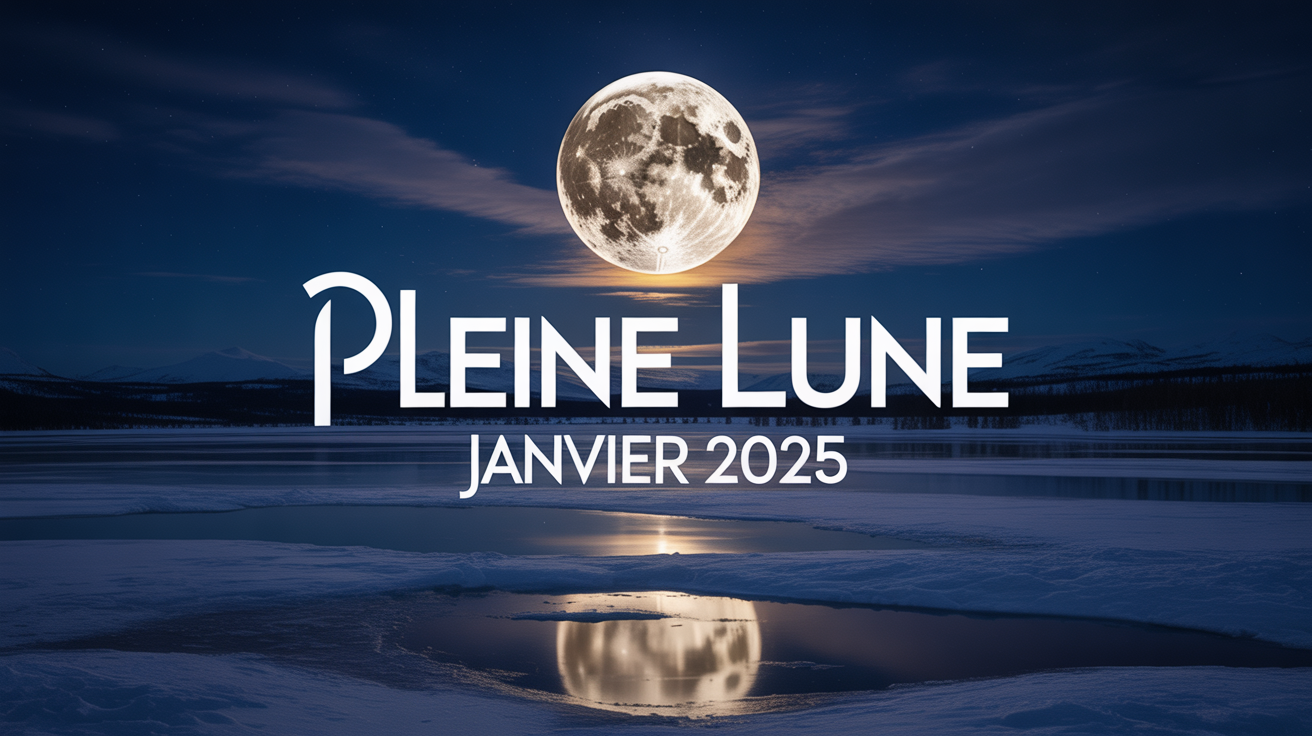 Pleine lune brillante sur paysage hivernal enneigé